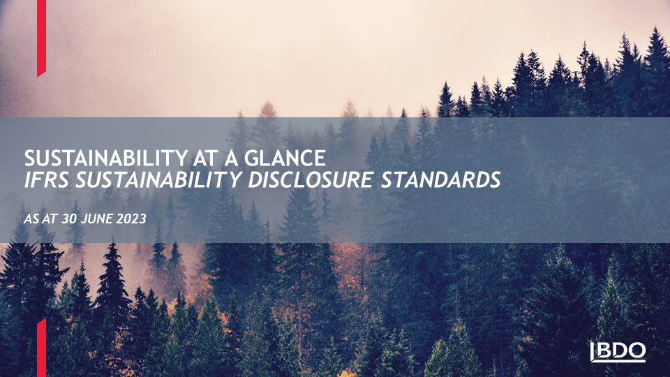 Sustainability At A Glance - IFRS Sustainability Disclosure Standards - BDO