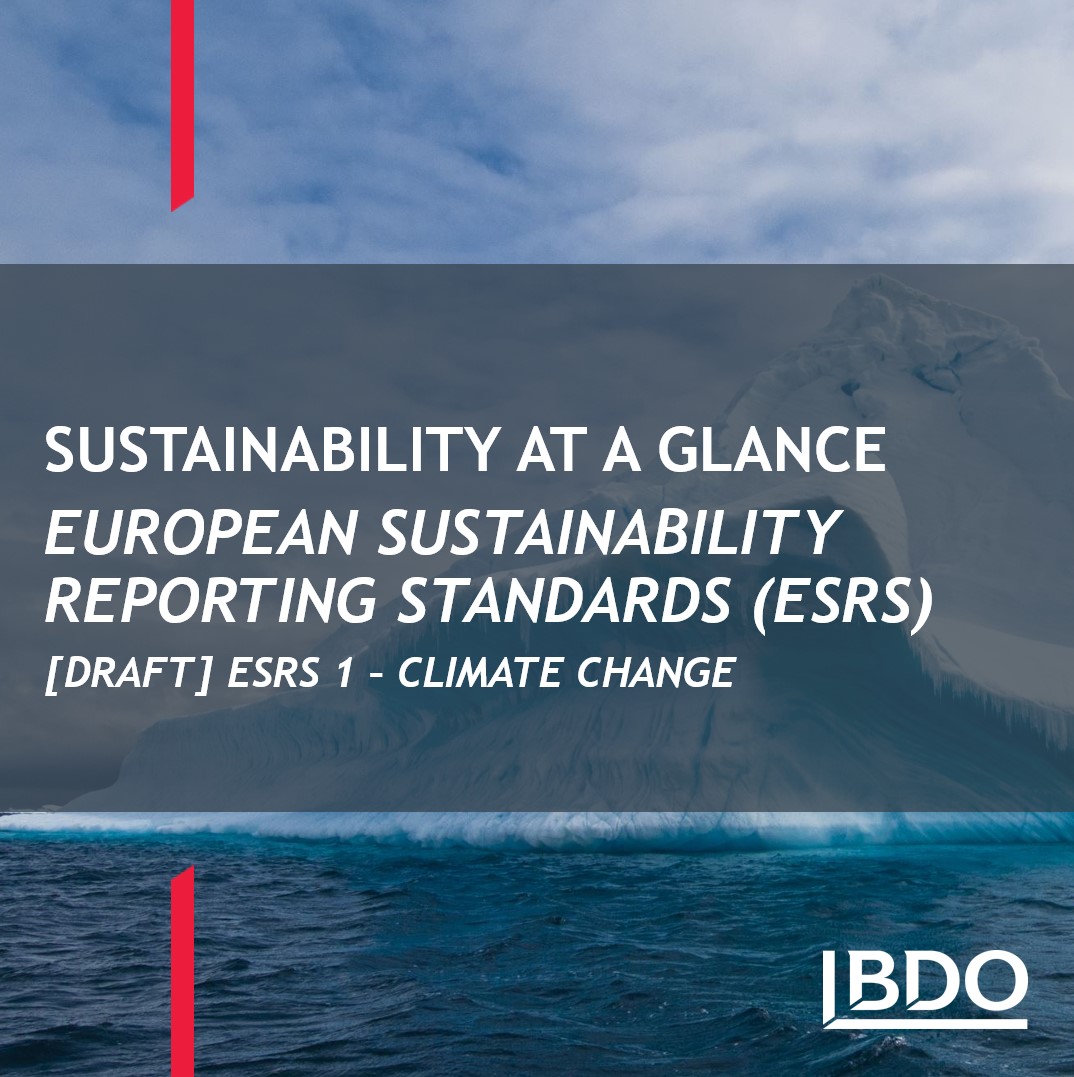 BDO Publishes Sustainability At A Glance - ESRS E1 Climate Change - BDO